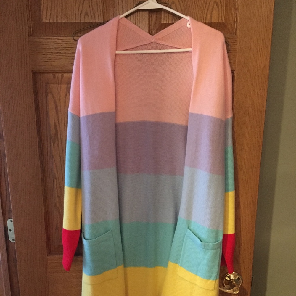 Rainbow cardigan sweater